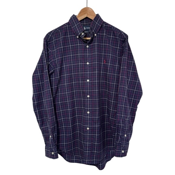 Polo Ralph Lauren Mens Classic Fit Long Sleeve Blue Plaid Small Button Down Used - Picture 1 of 9